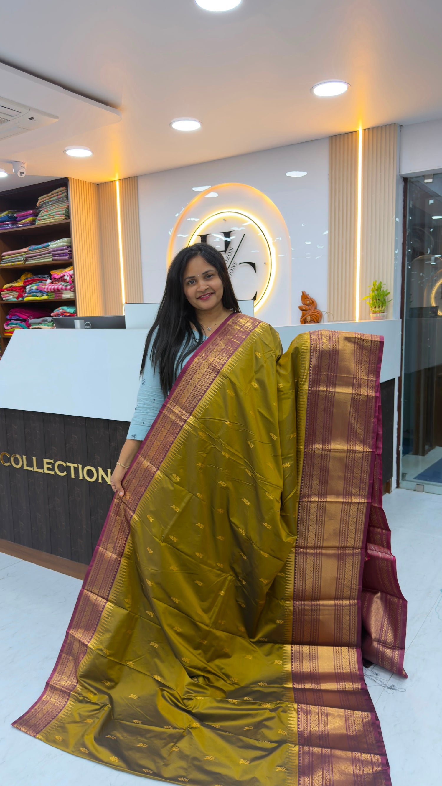 Vintage style semi Kanchi pattu sarees