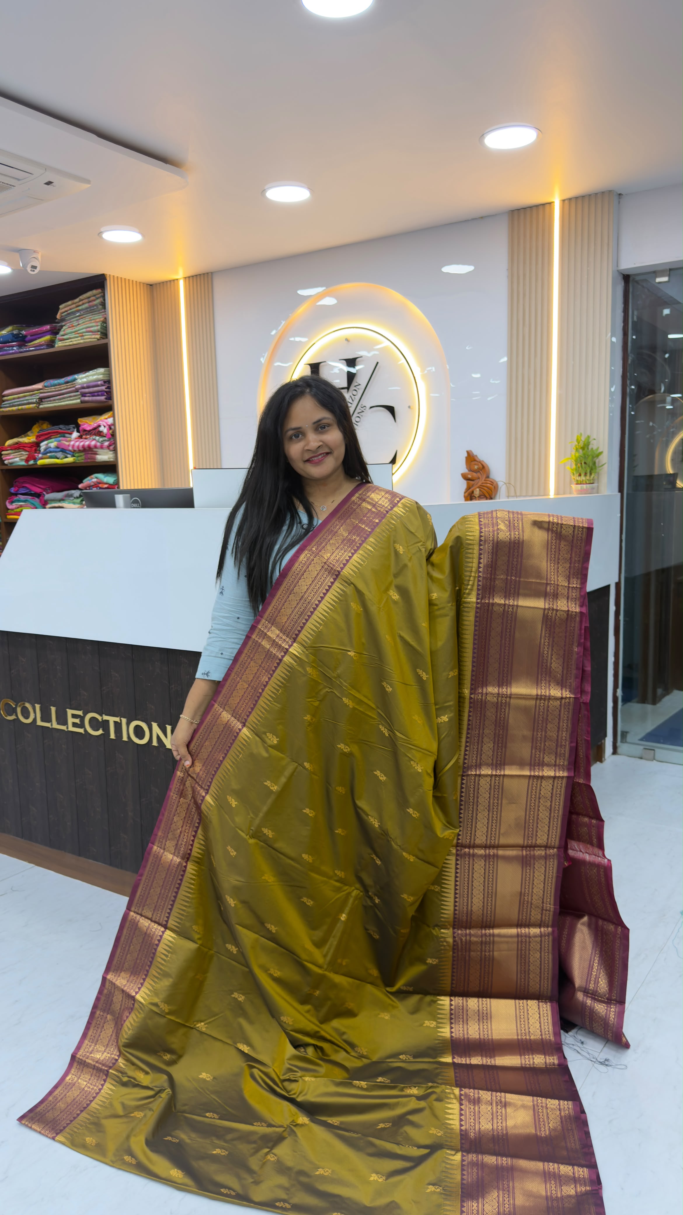 Vintage style semi Kanchi pattu sarees