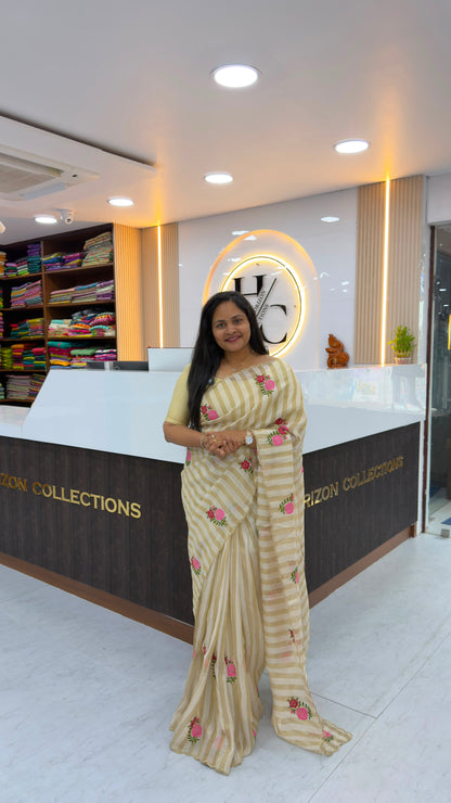 Banarasi Stripes party wear sarees