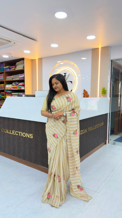 Banarasi Stripes party wear sarees