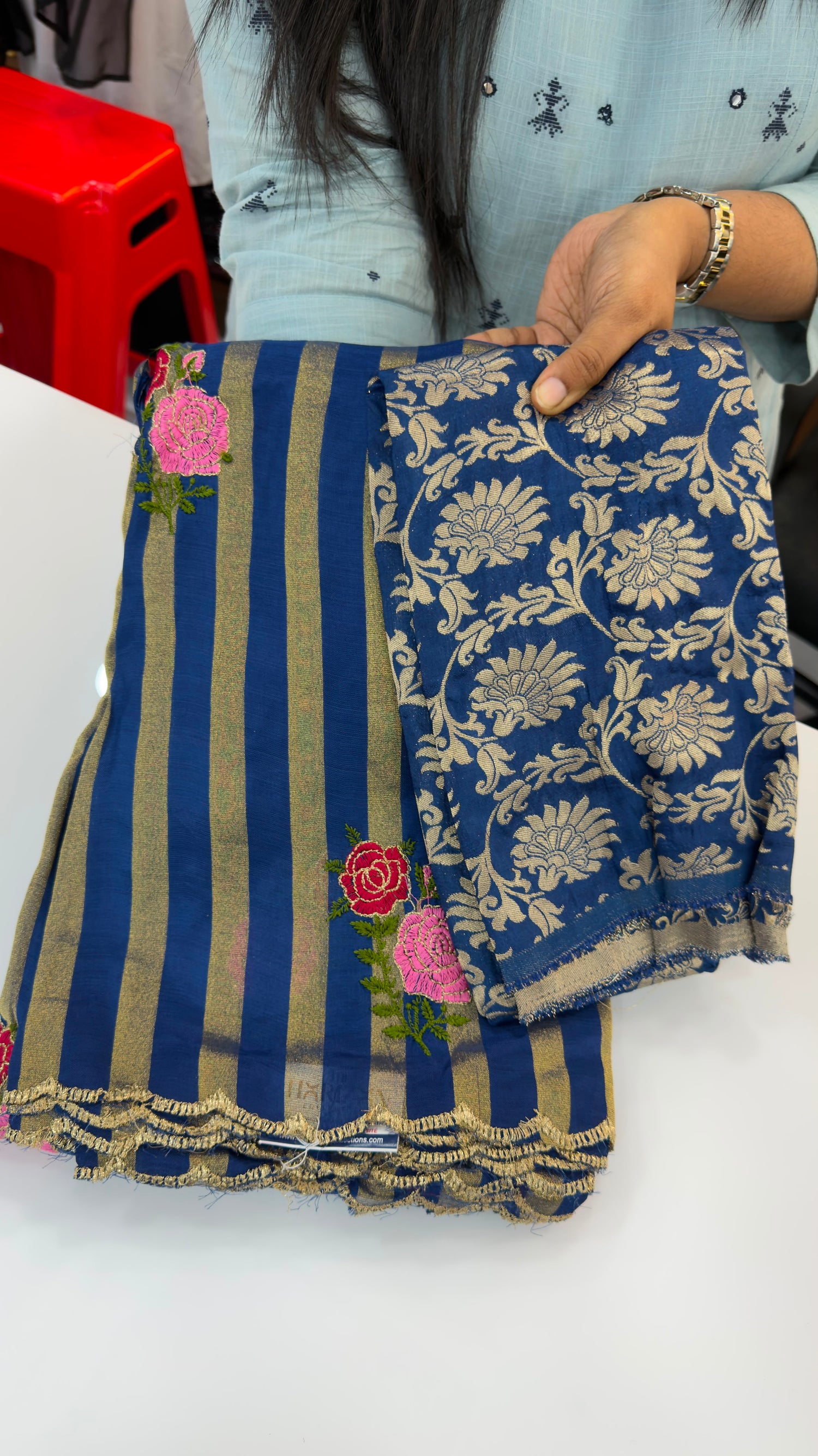 Banarasi Stripes party wear sarees