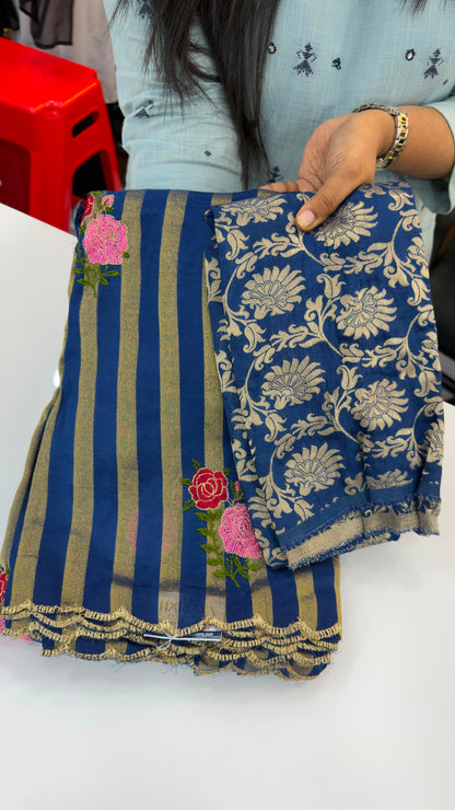 Banarasi Stripes party wear sarees