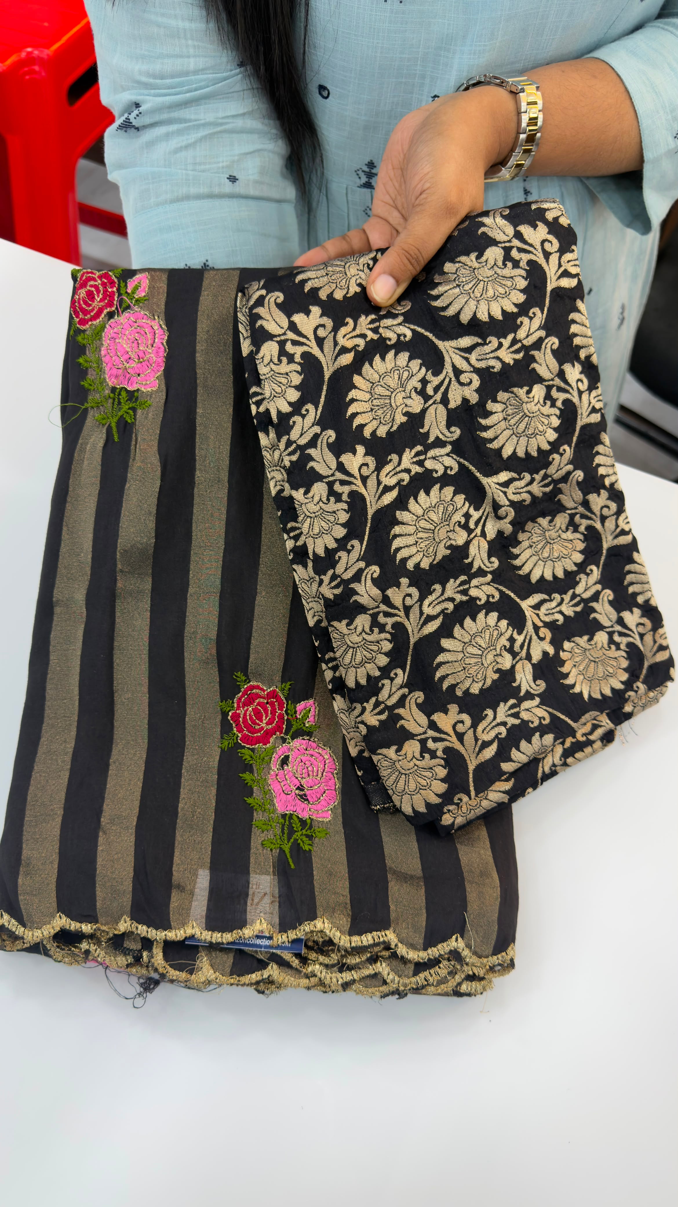 Banarasi Stripes party wear sarees