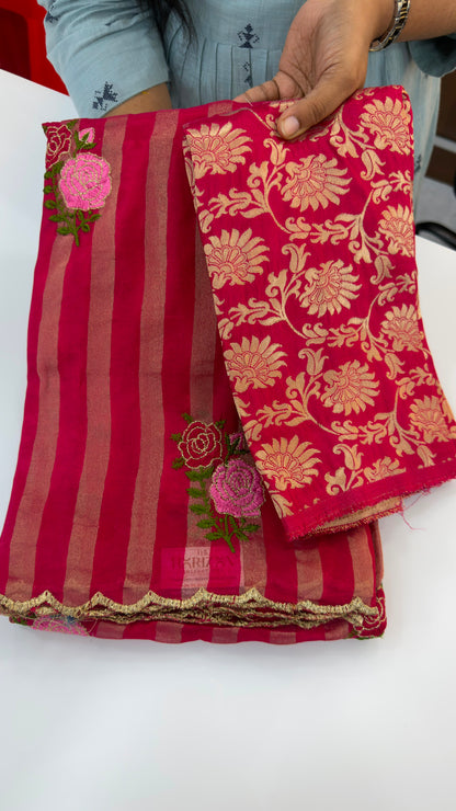 Banarasi Stripes party wear sarees