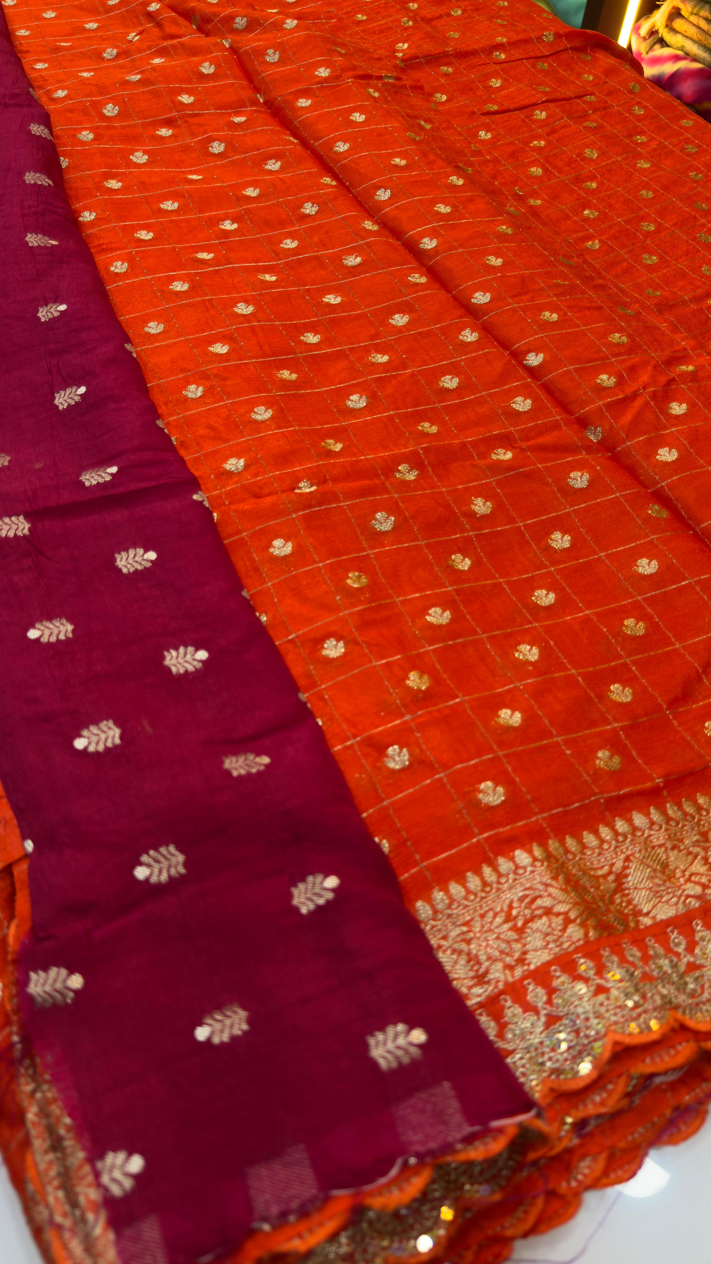 Chinon Banarasi Saree with laces