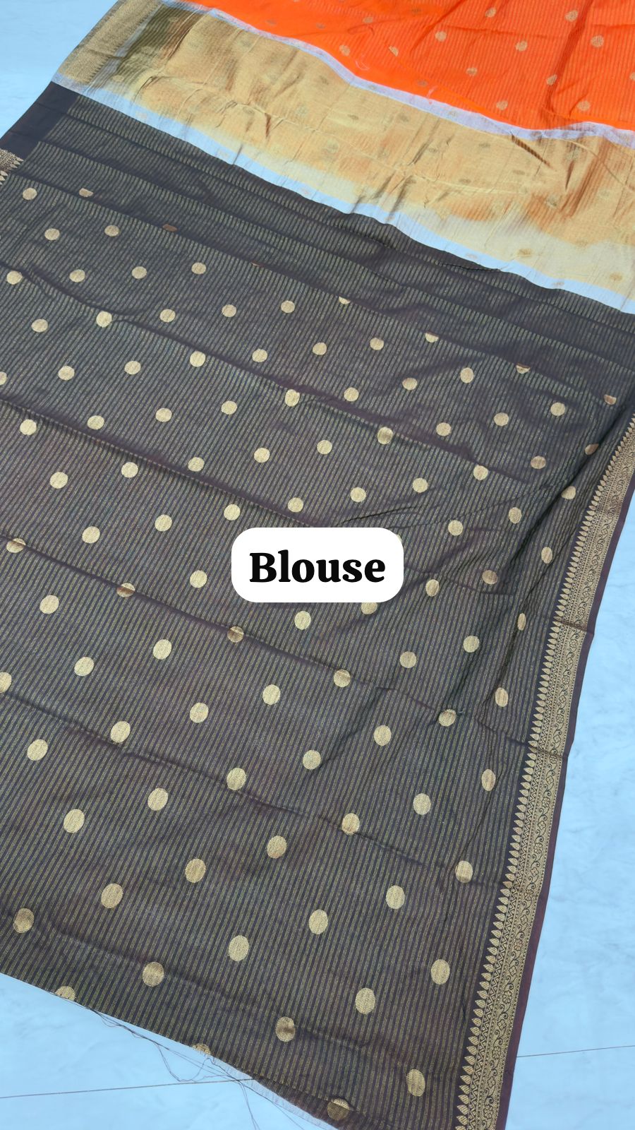 Orange with Brown Border Saree