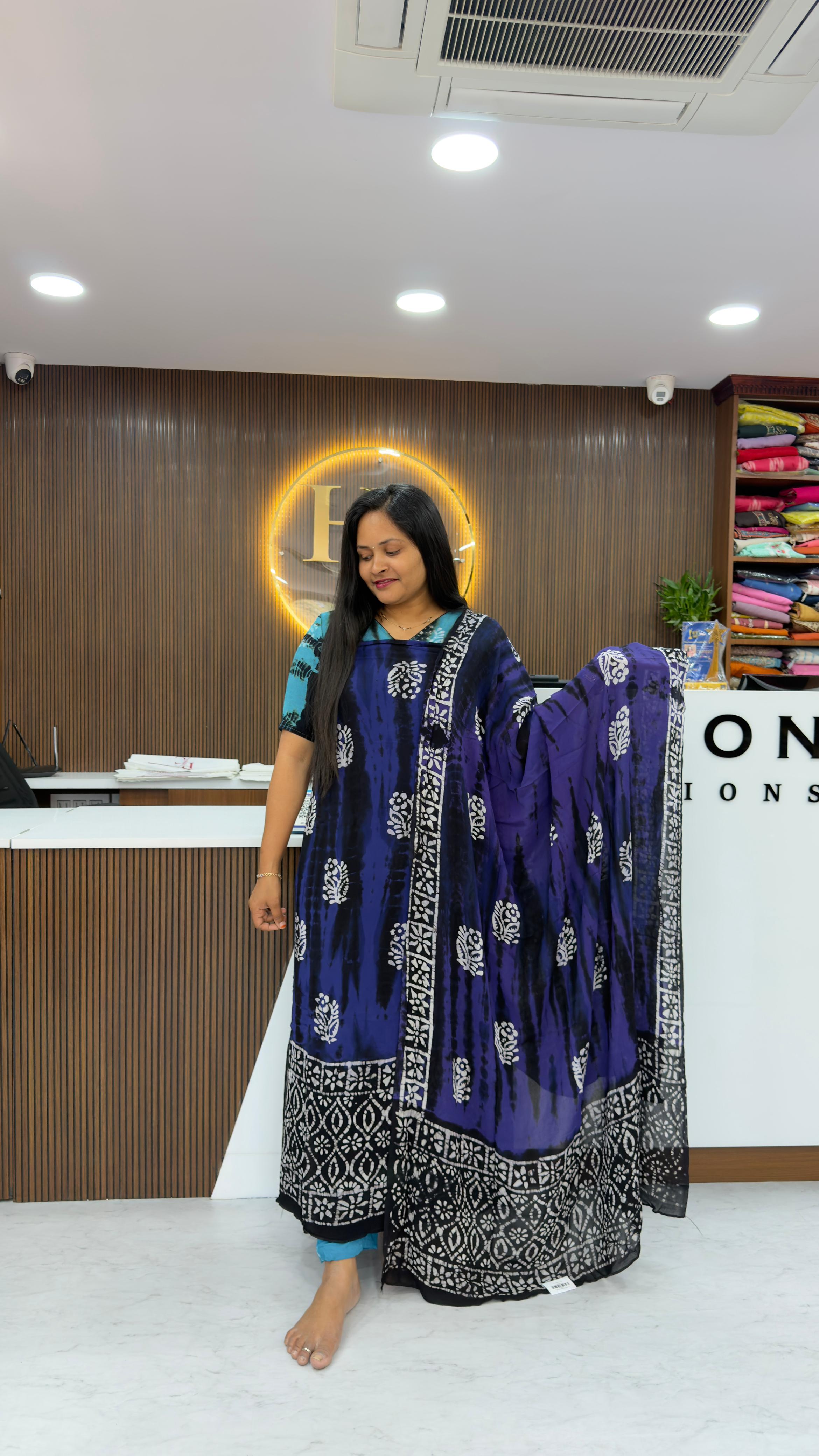 Shibori Georgette Dress Materials