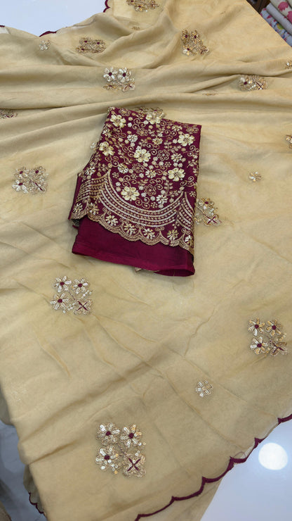 Crushed Georgette party wear saree