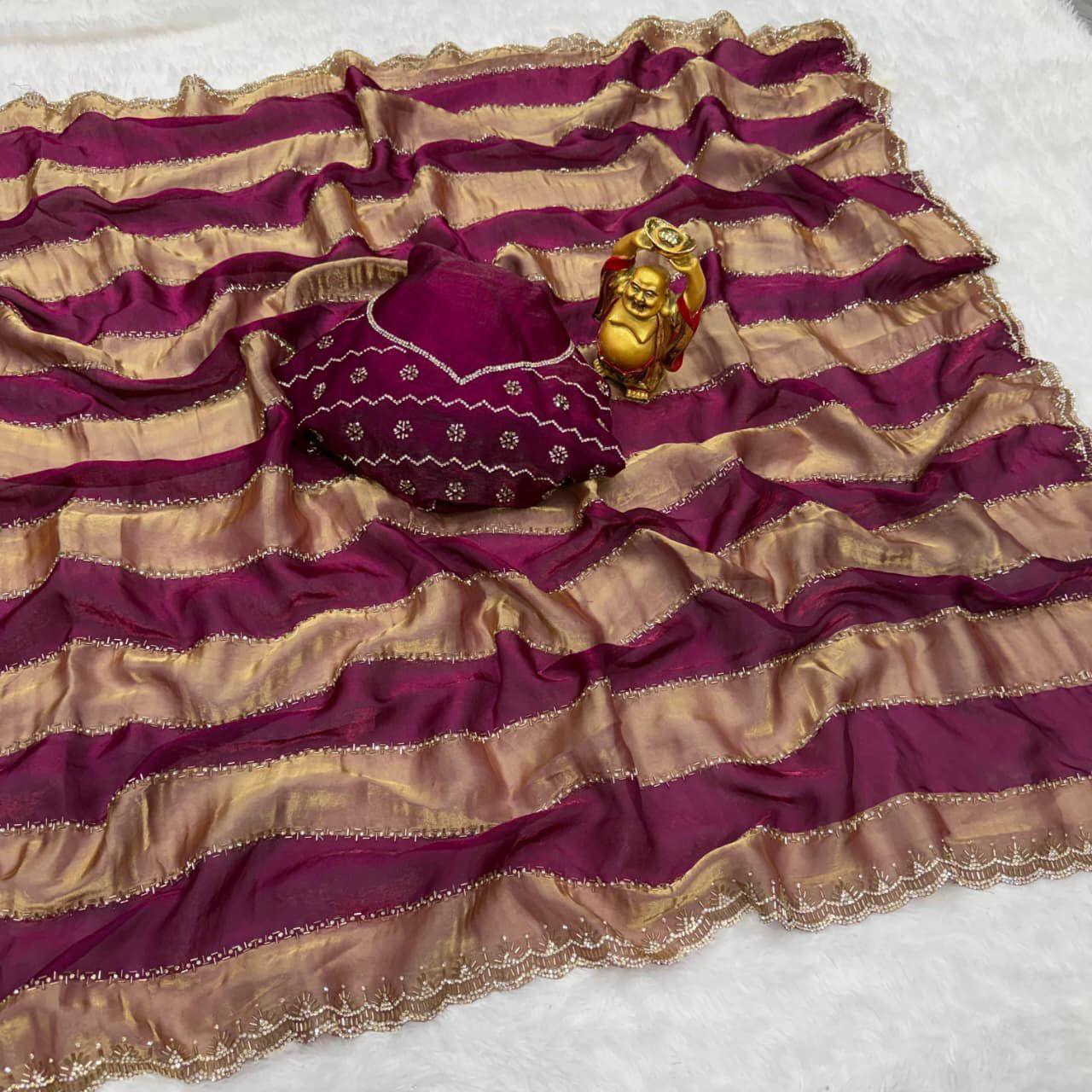 Party wear sarees with swaroshki stones