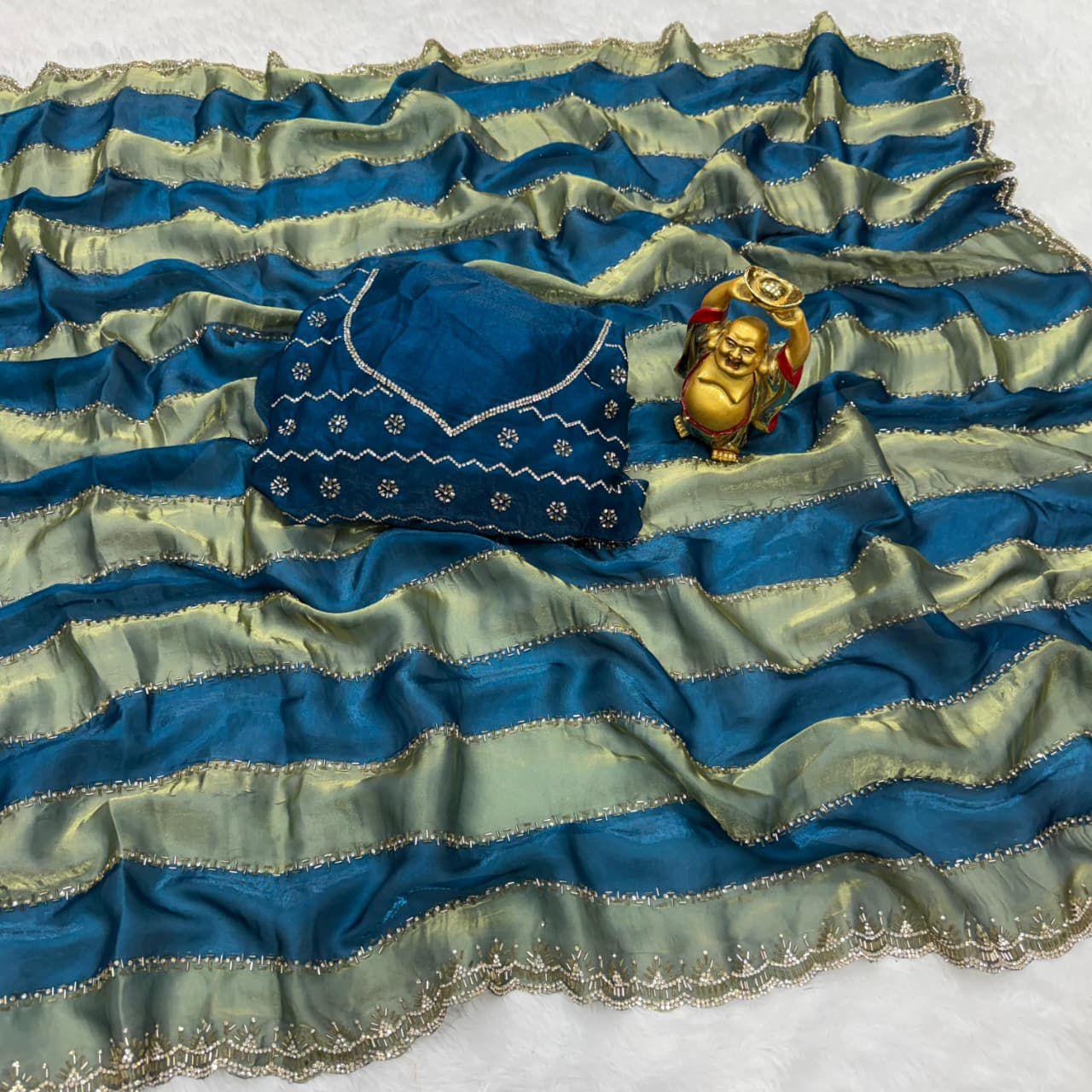 Party wear sarees with swaroshki stones