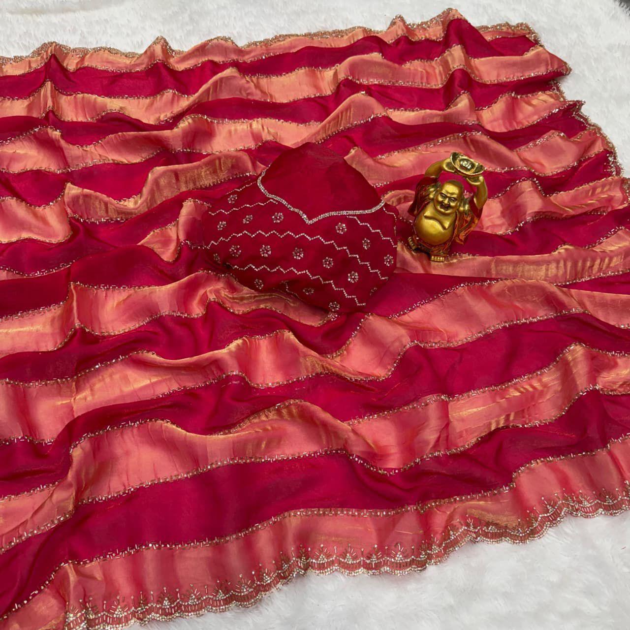 Party wear sarees with swaroshki stones