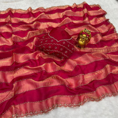 Party wear sarees with swaroshki stones