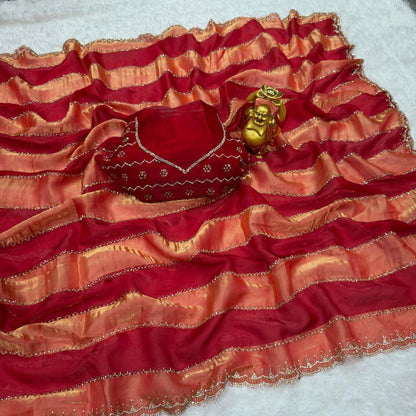Party wear sarees with swaroshki stones