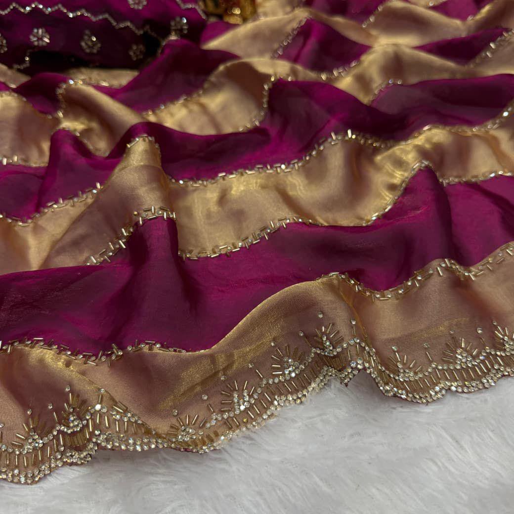 Party wear sarees with swaroshki stones