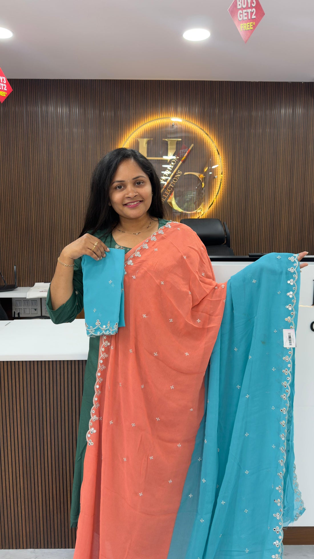 Dual shade saree