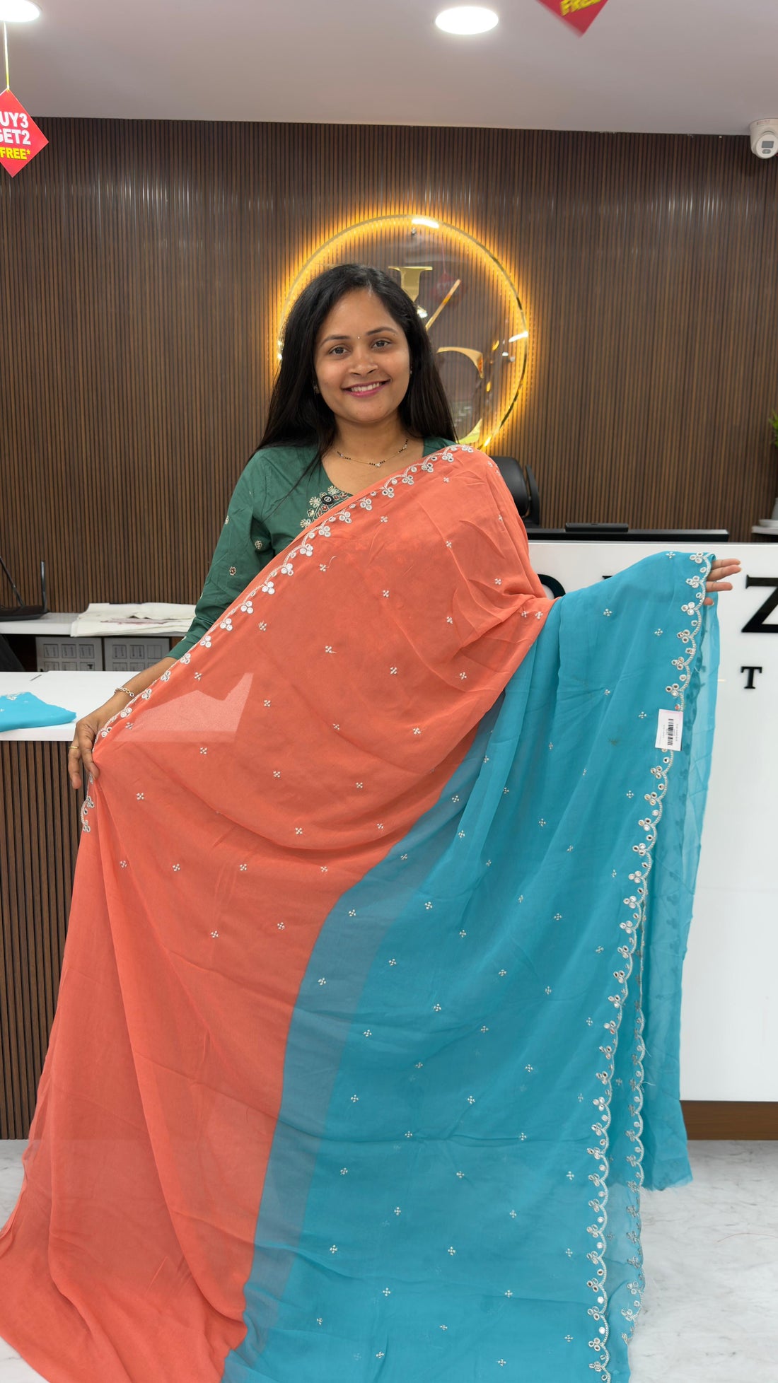 Dual shade saree