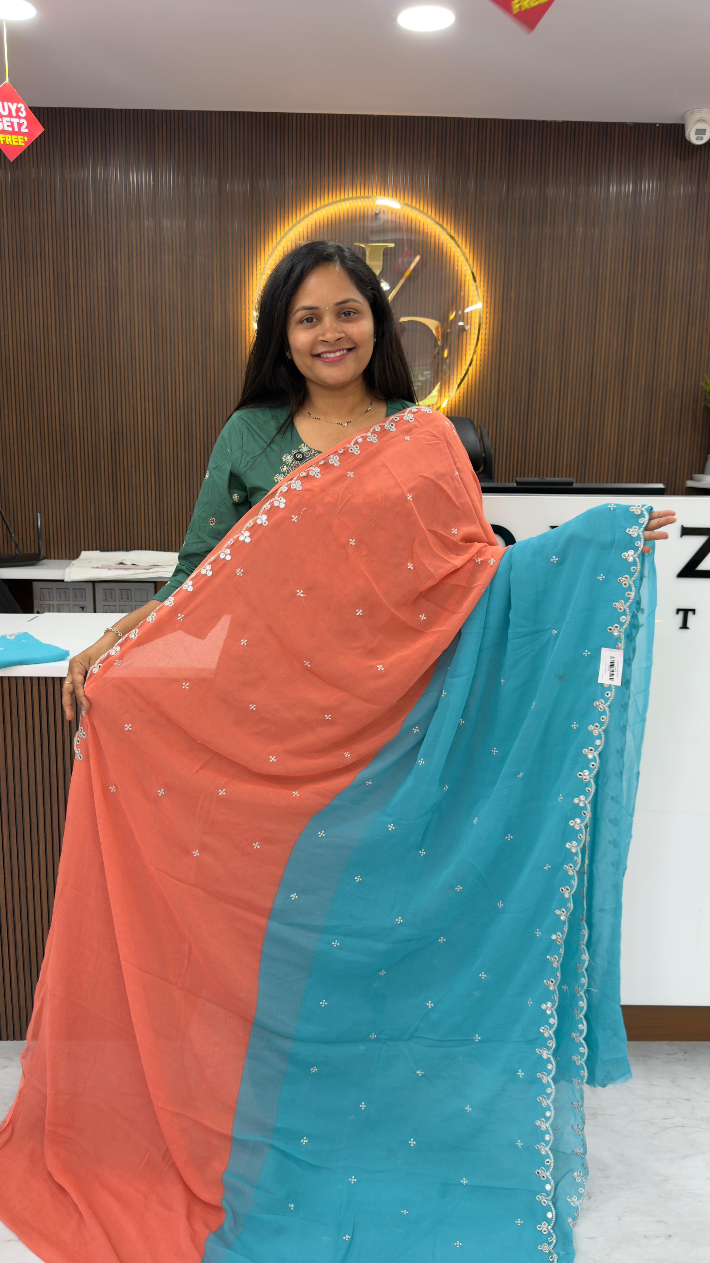 Dual shade saree