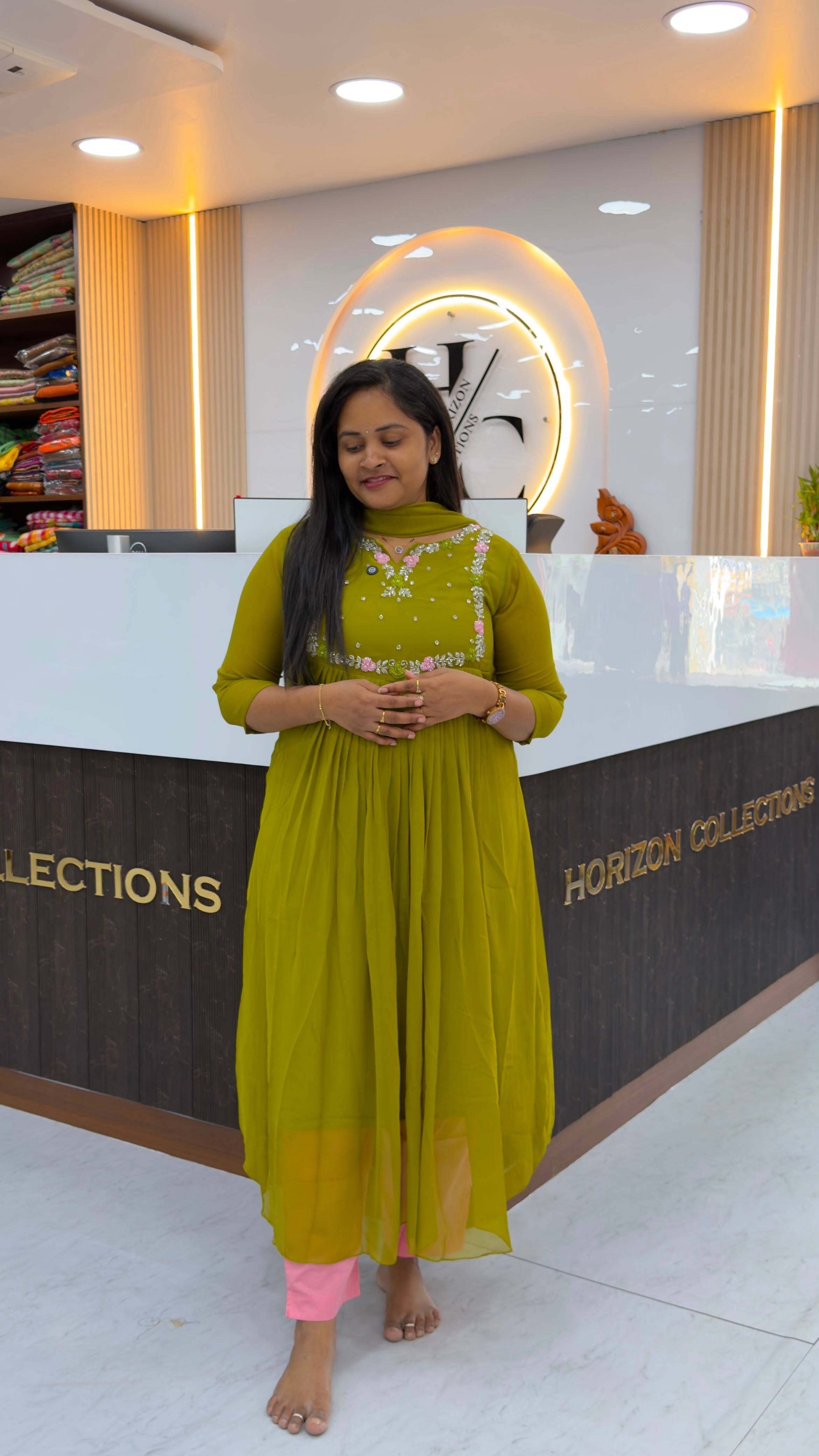 Georgette Anarkalis with maggam work