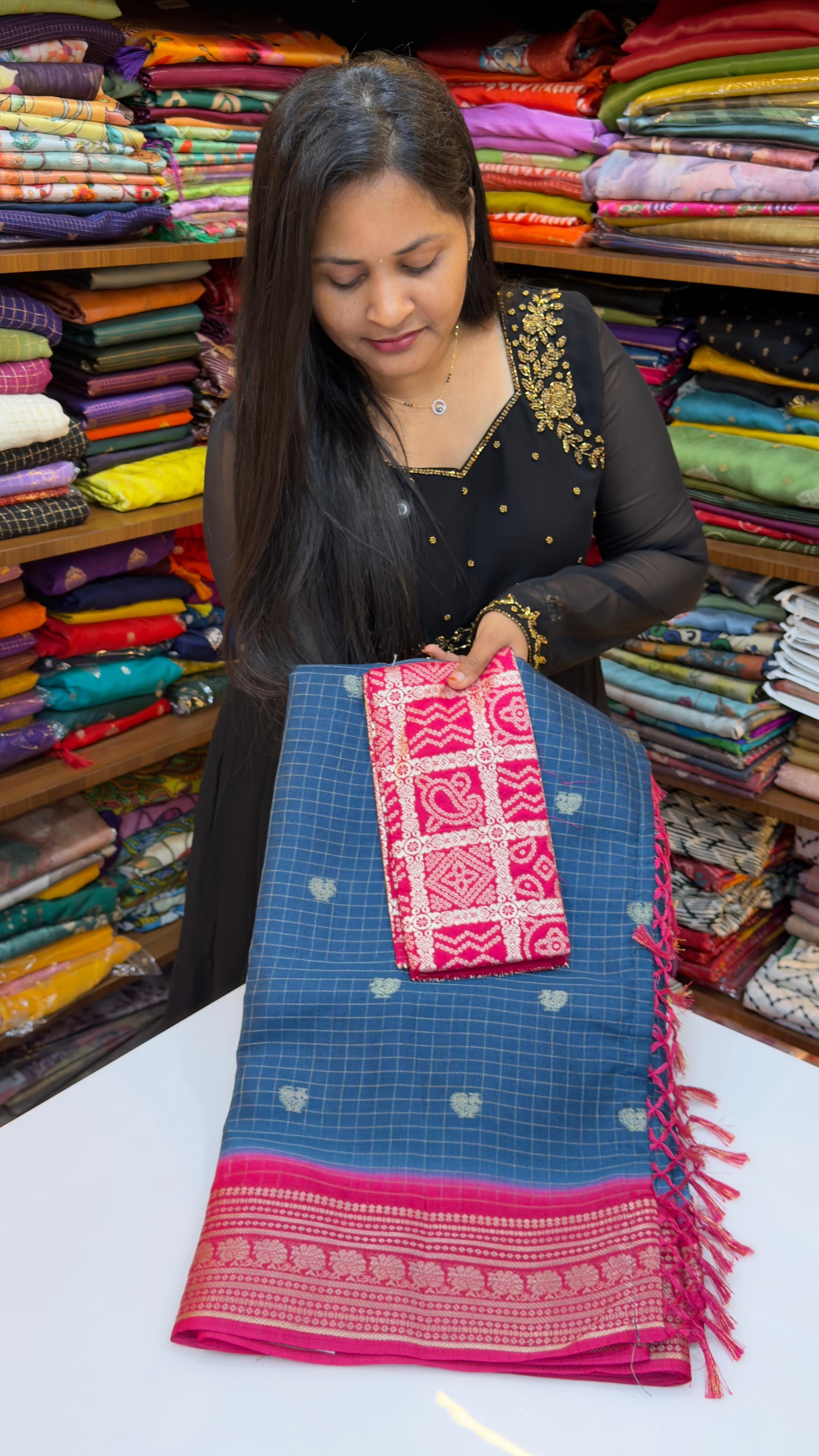 Vintage style chexs saree
