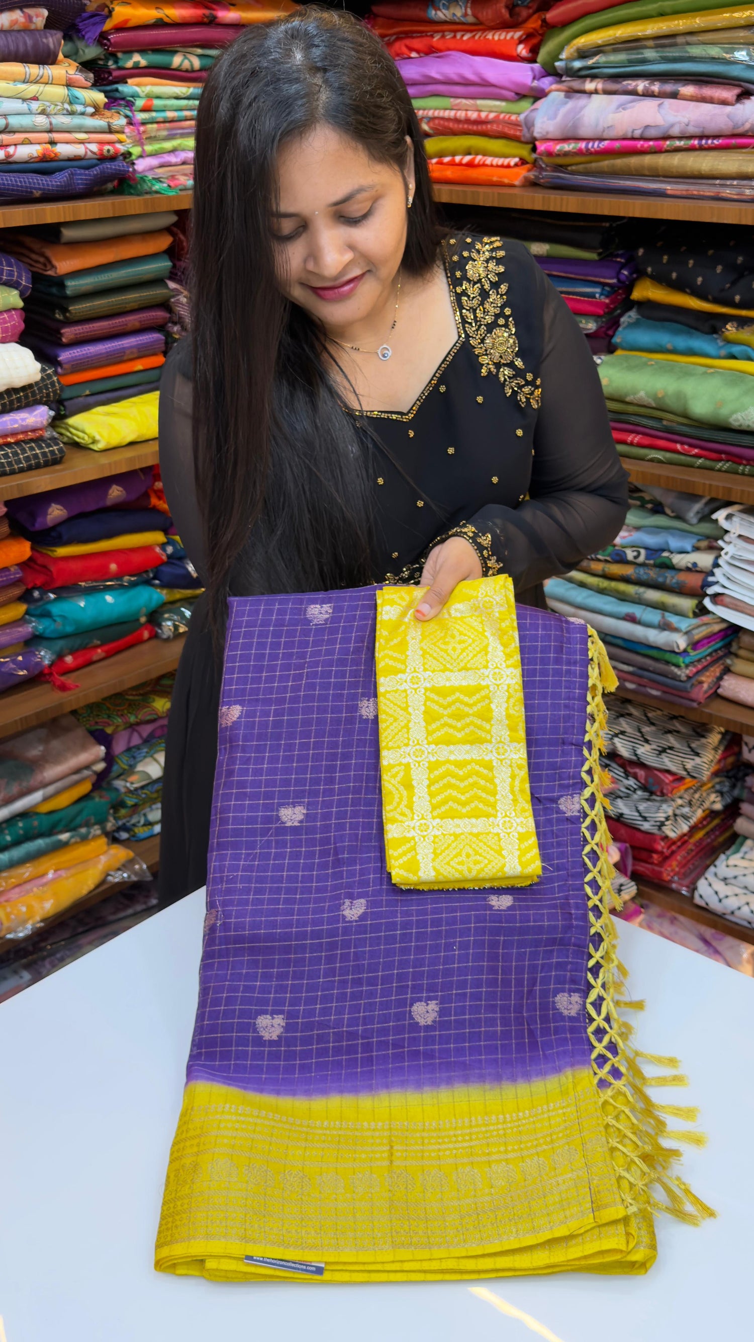 Vintage style chexs saree