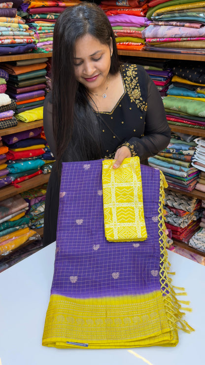 Vintage style chexs saree
