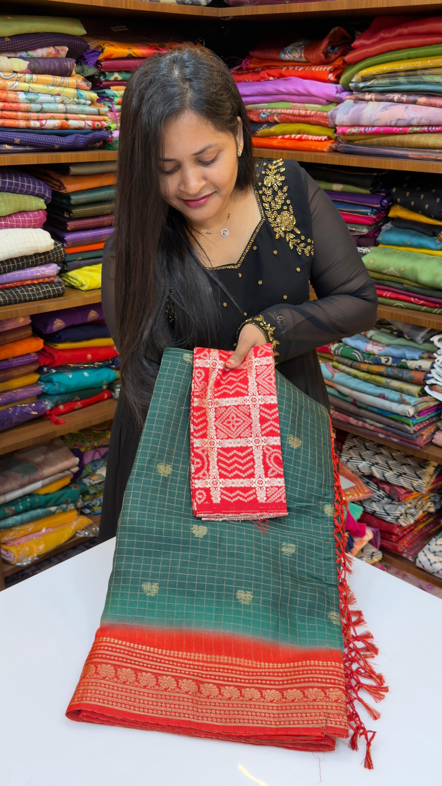 Vintage style chexs saree
