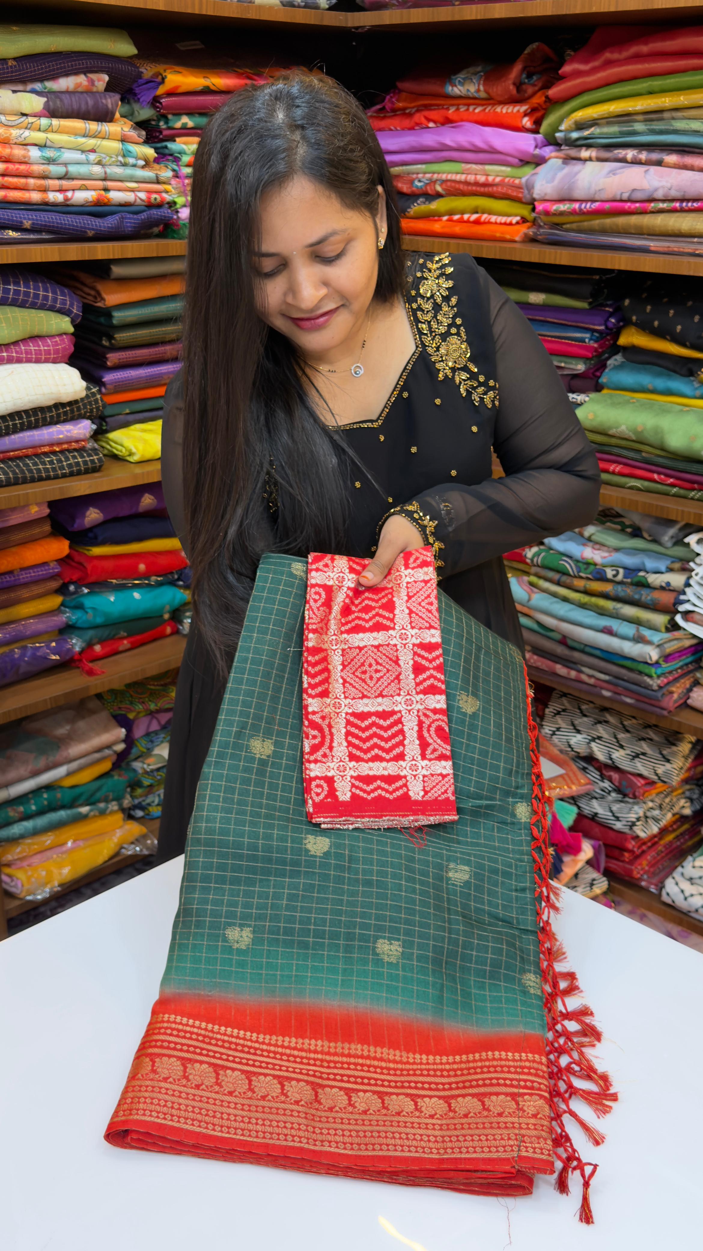 Vintage style chexs saree