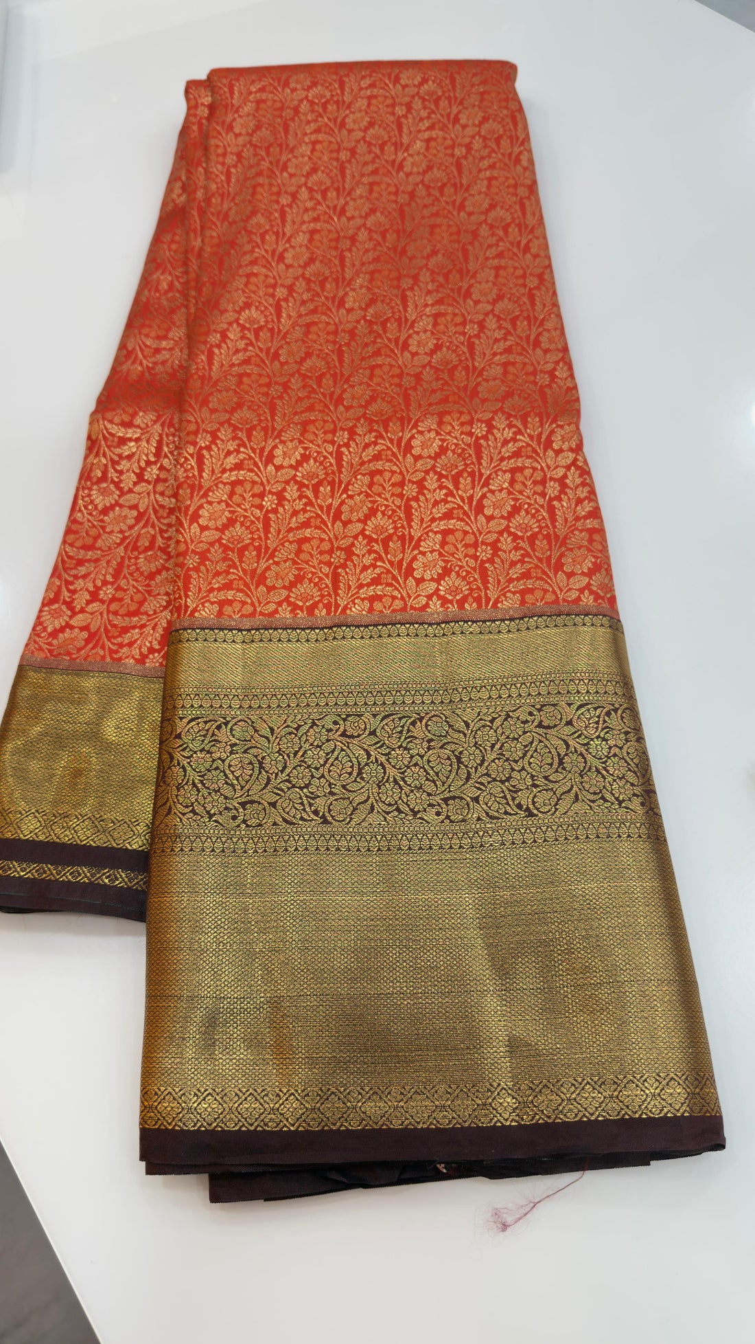 Orange Semi Kanchi Pattu