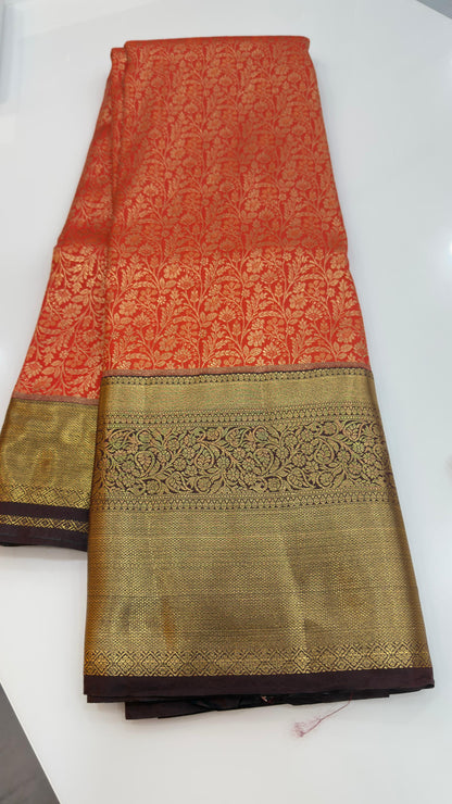 Orange Semi Kanchi Pattu