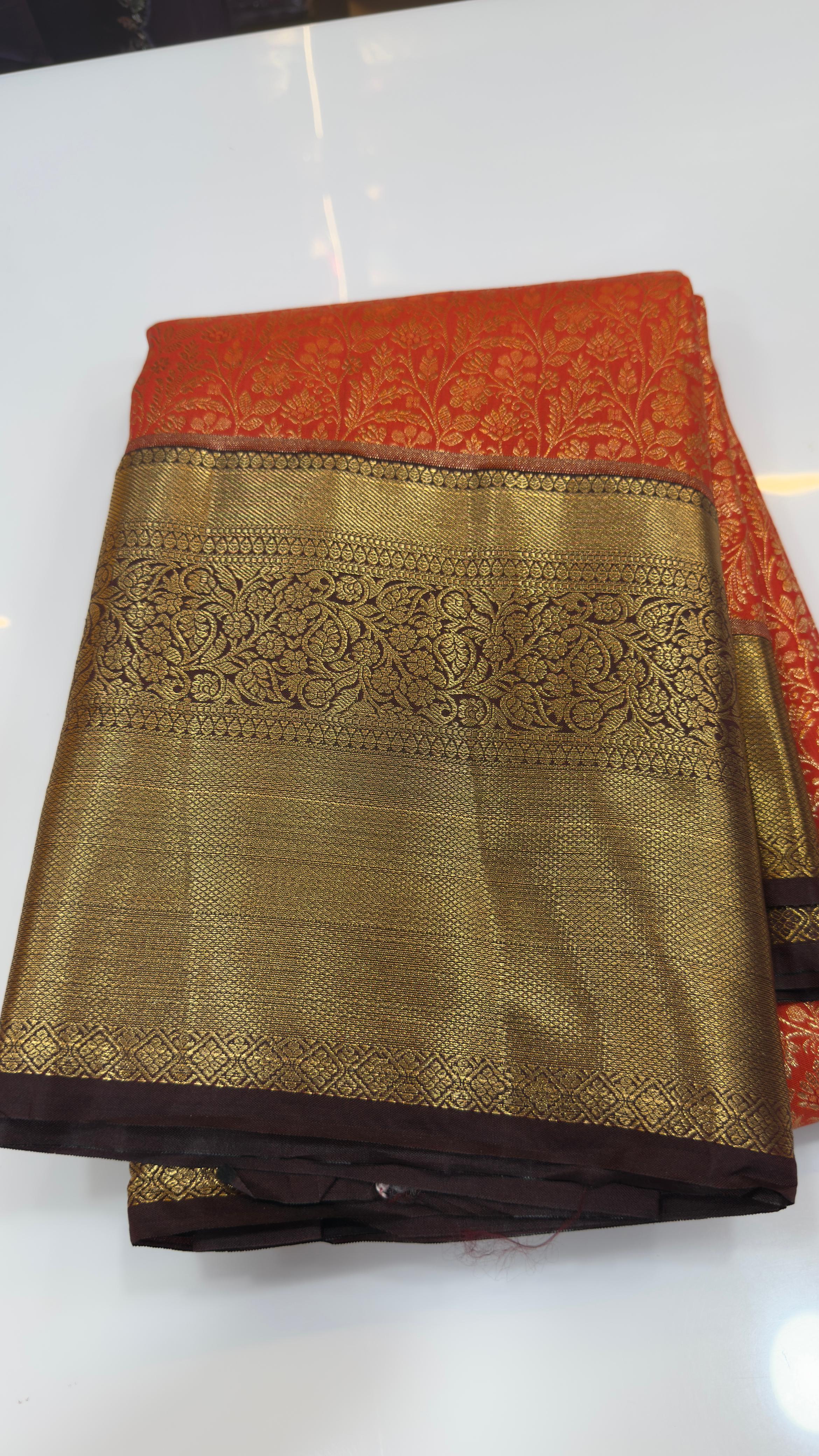 Orange Semi Kanchi Pattu