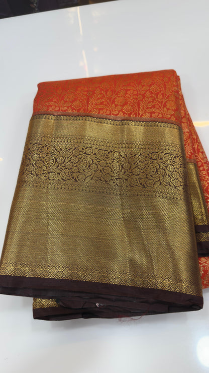 Orange Semi Kanchi Pattu