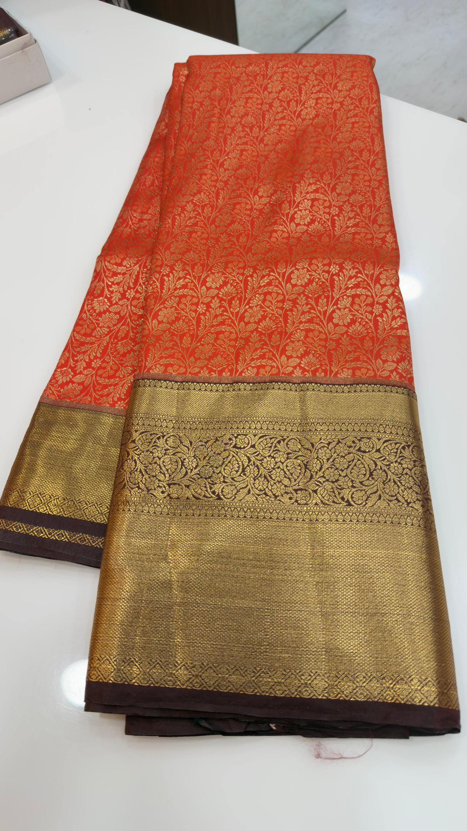 Orange Semi Kanchi Pattu