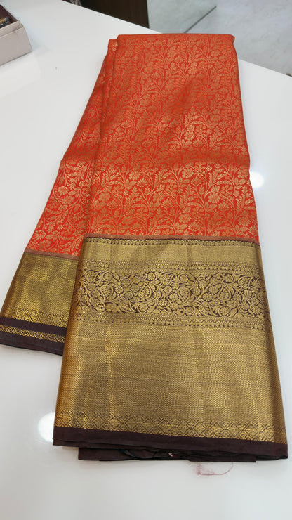 Orange Semi Kanchi Pattu