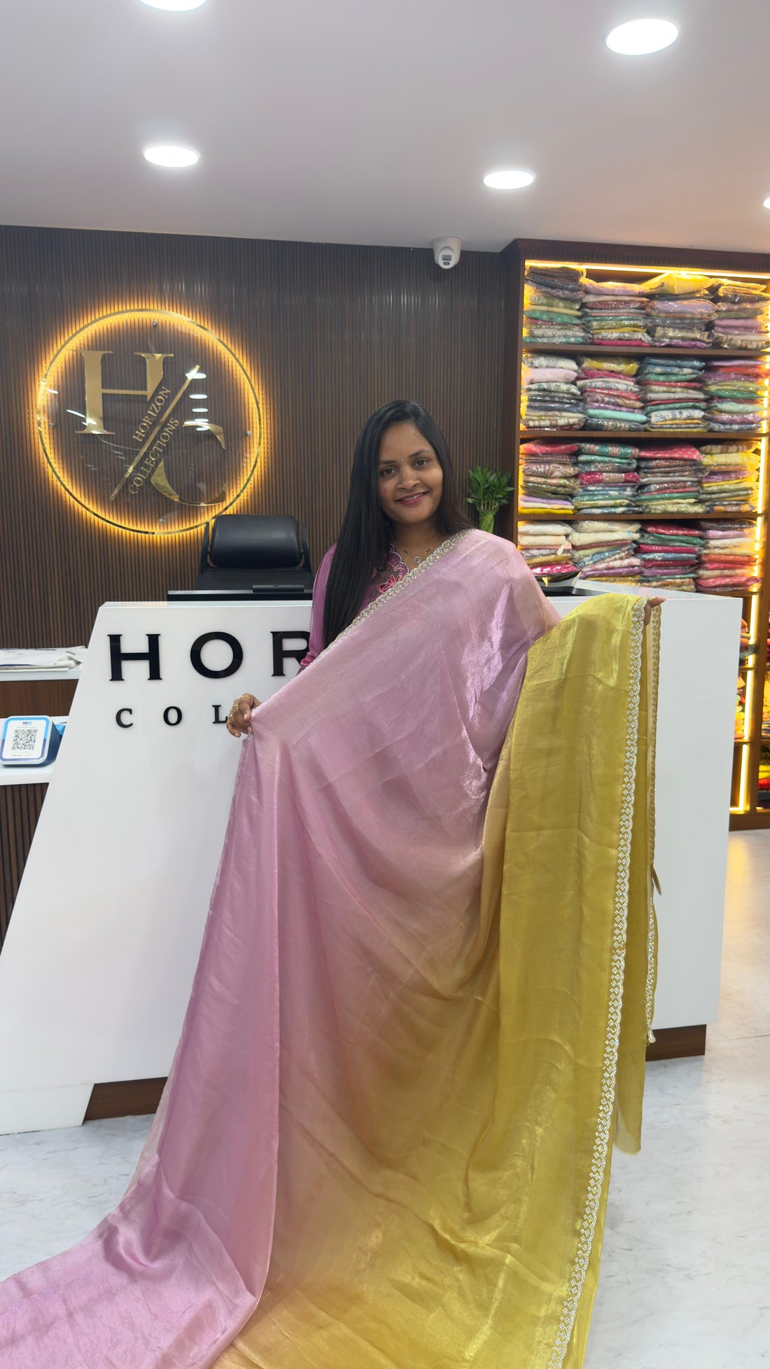 Dual Shade Glass Tissue Saree