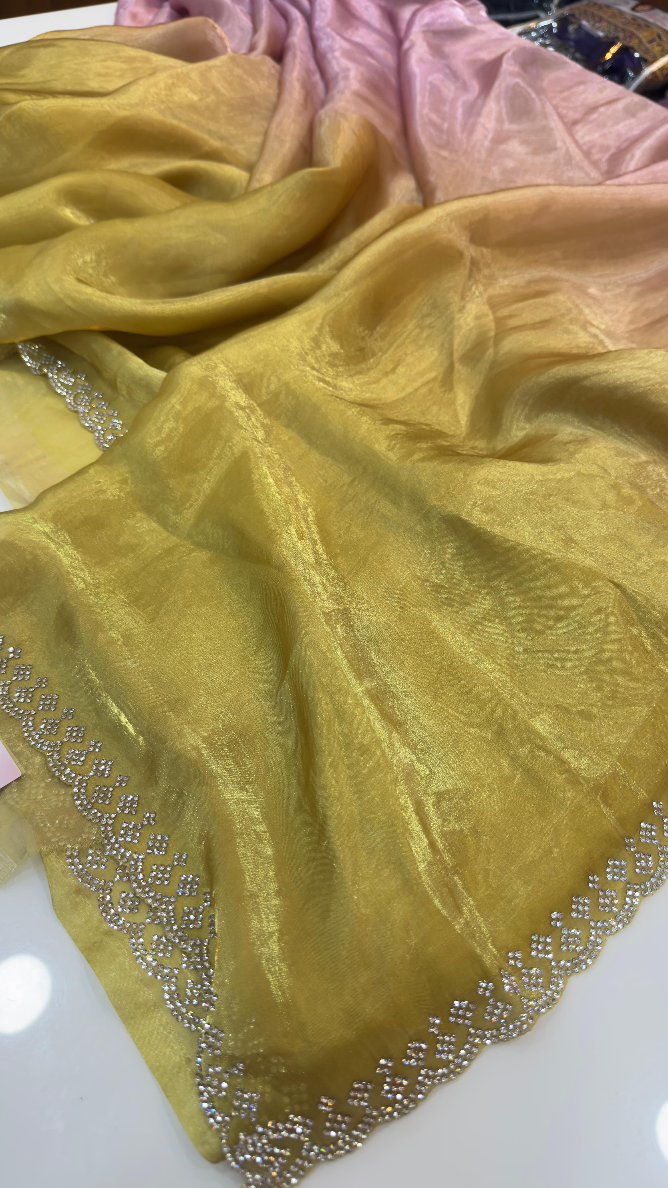 Dual Shade Glass Tissue Saree