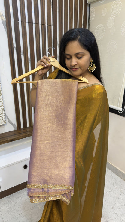 Golden Fendy Silk Saree