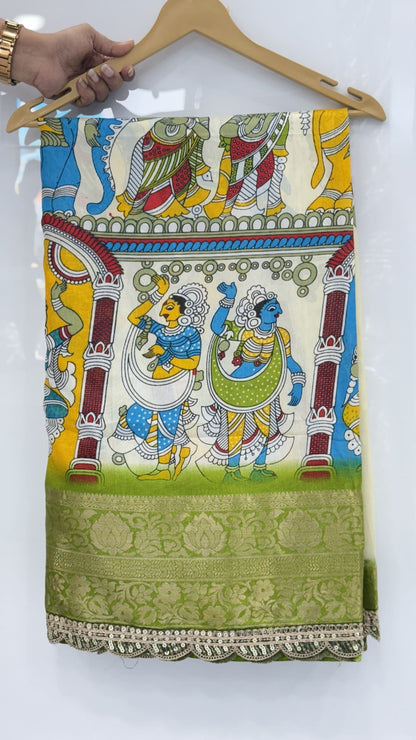 Laced Border Dola Silk Saree