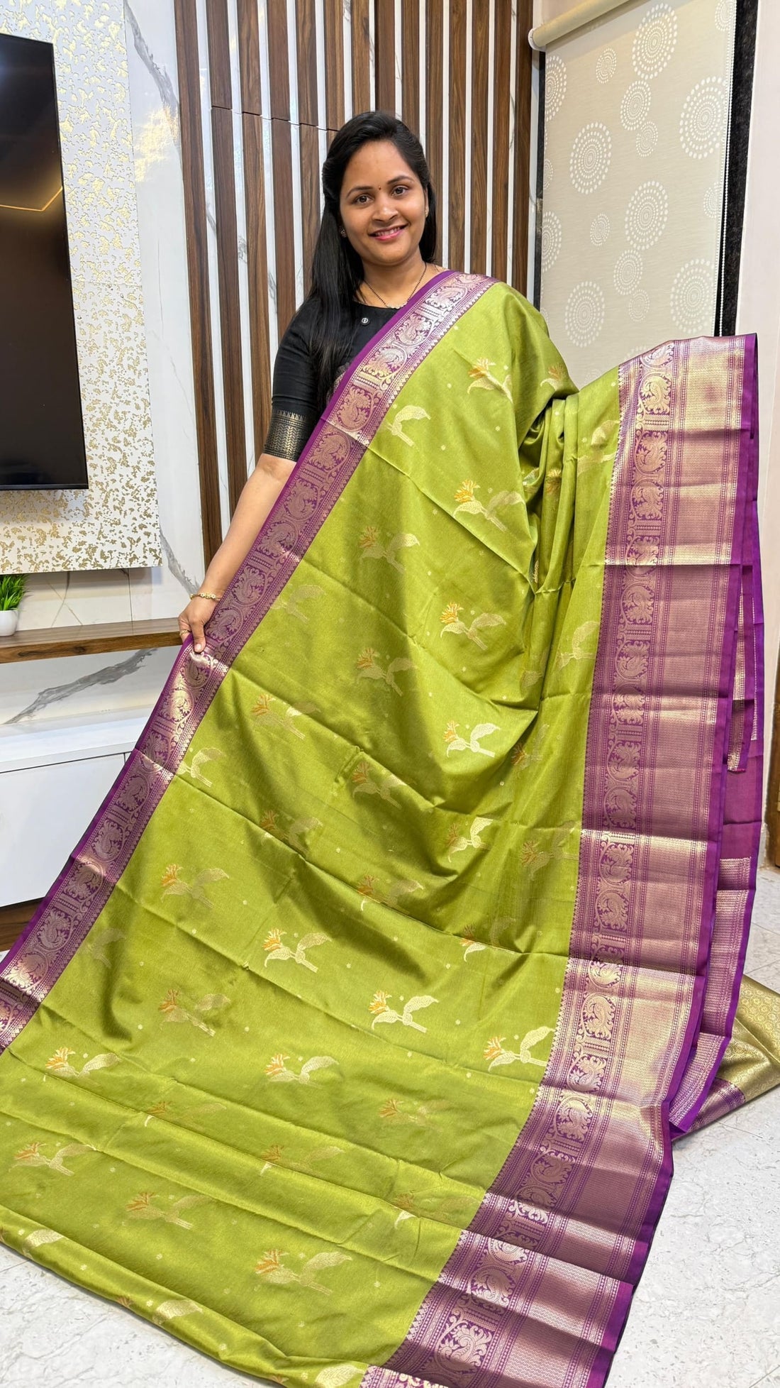 Green Banarasi pattu saree