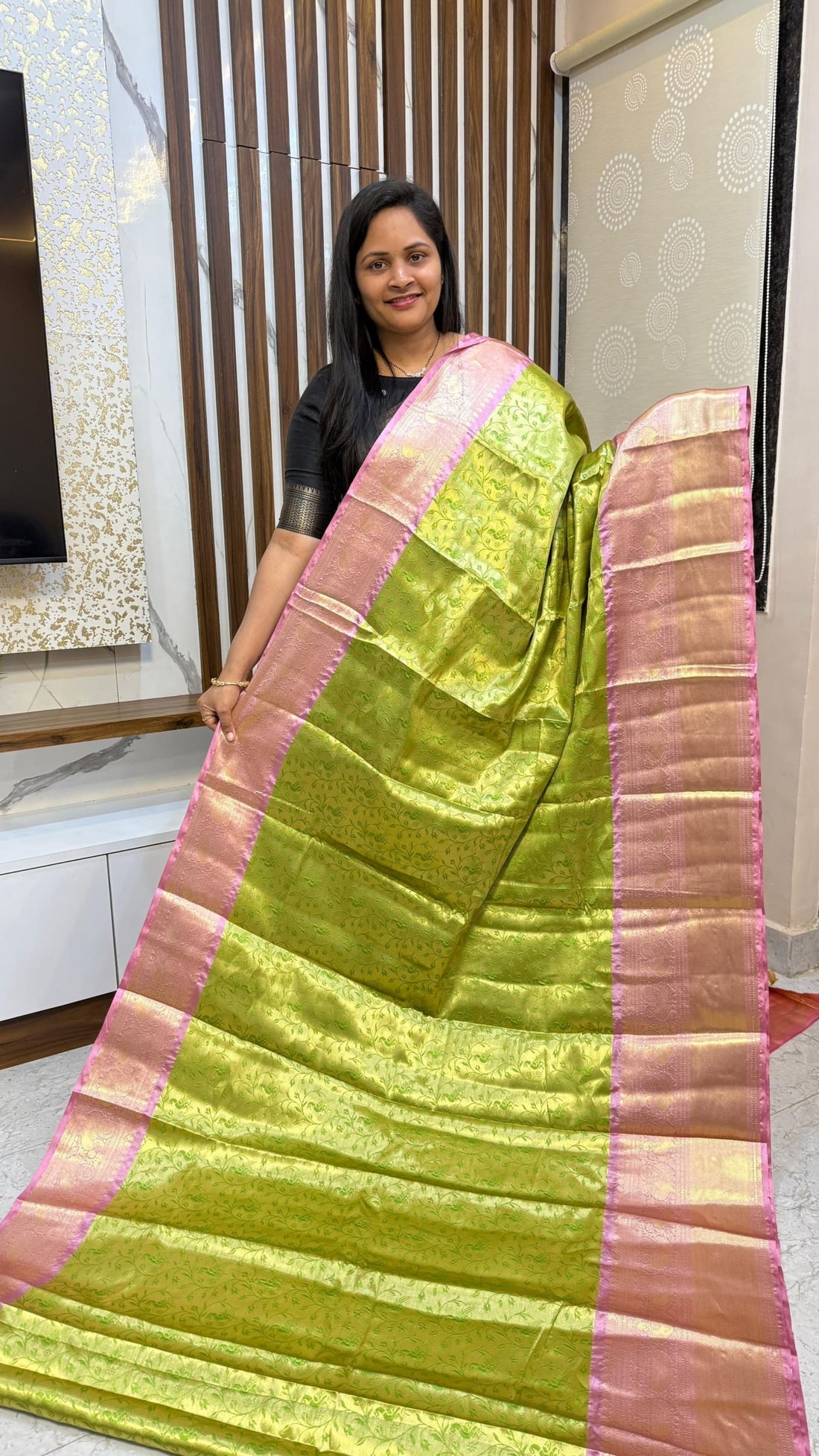 Green Peacock design banarasi pattu saree