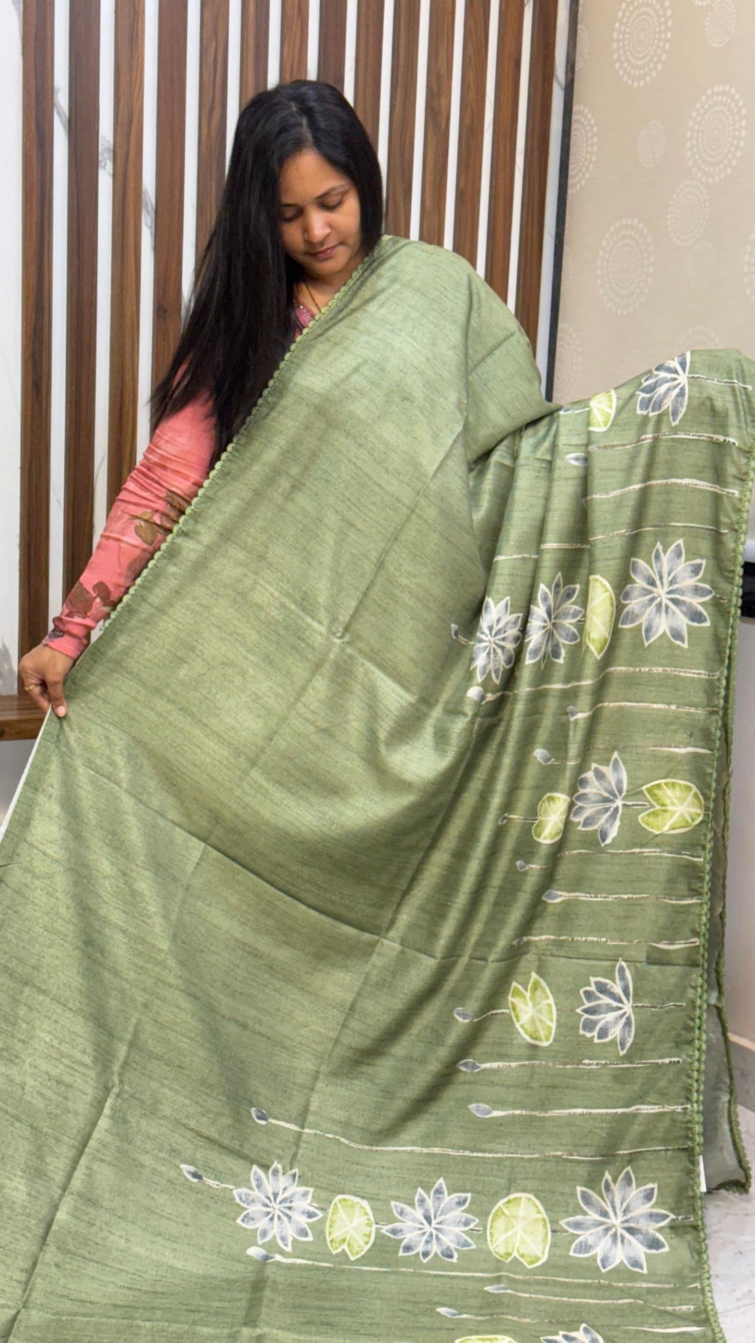 Lotus Tussar Saree