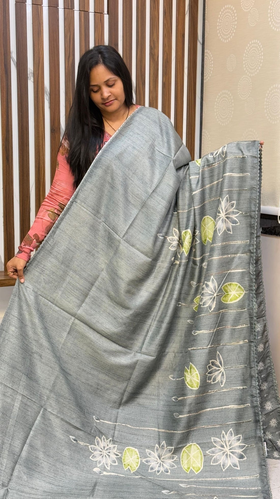 Lotus Tussar Saree