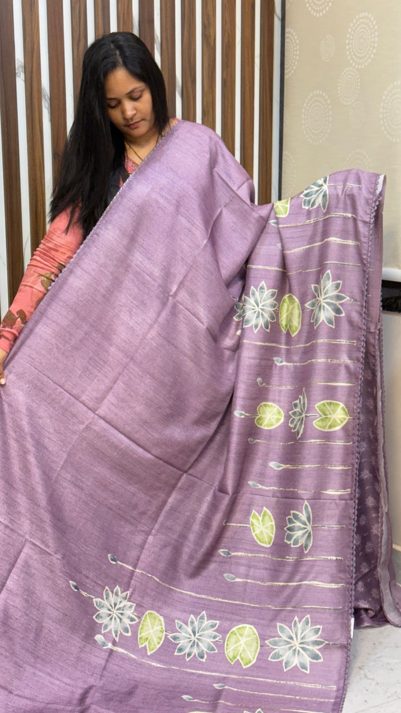 Lotus Tussar Saree