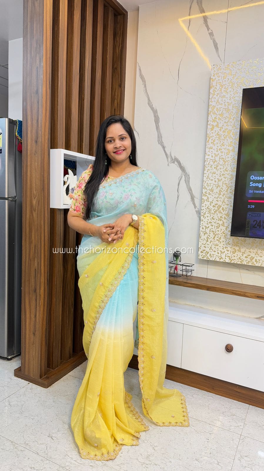 Double Shade Tussar Crush saree