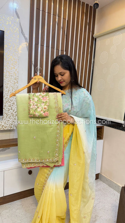 Double Shade Tussar Crush saree