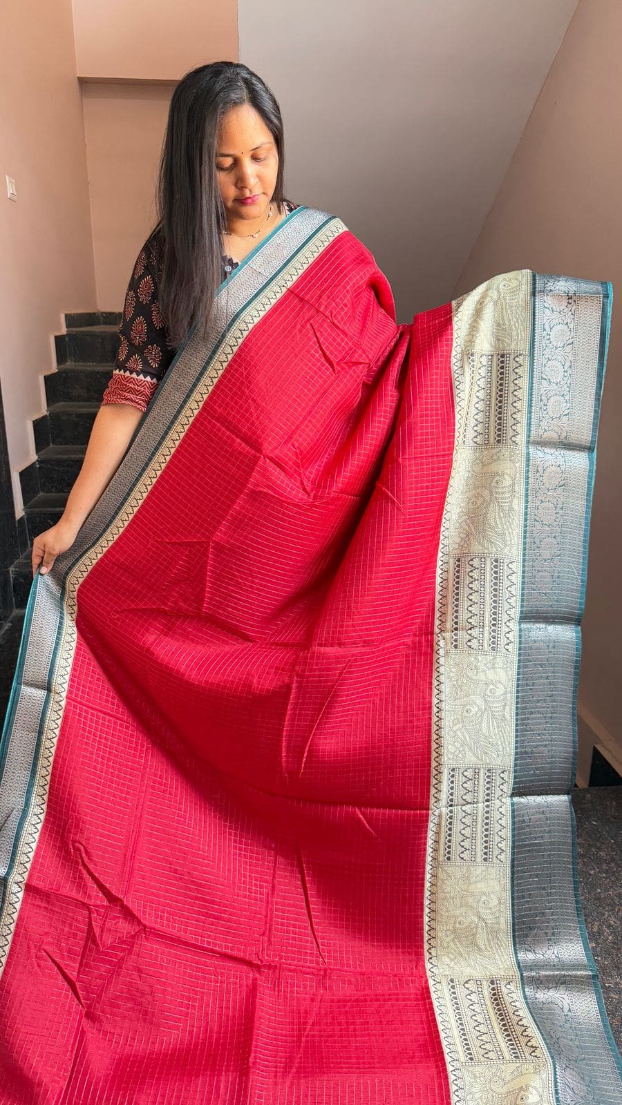 Fancy Dola Silk Saree With Twin Fish Design
