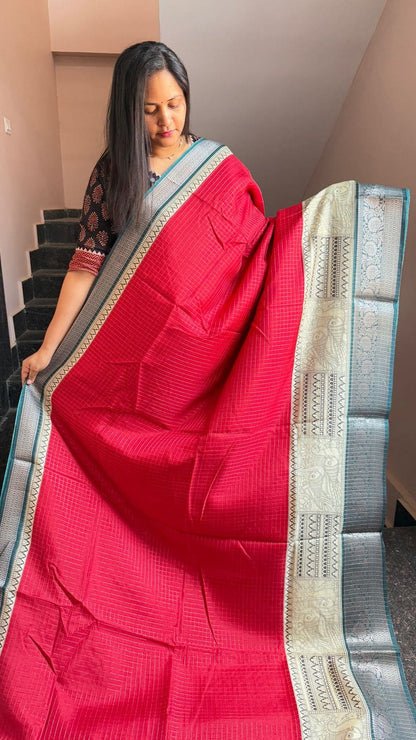 Fancy Dola Silk Saree With Twin Fish Design