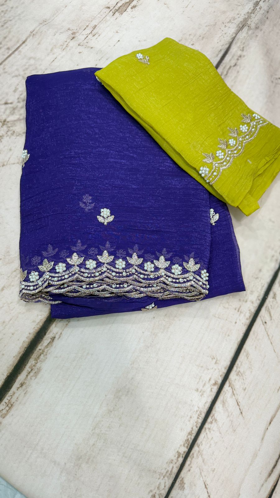 Purple party wear saree