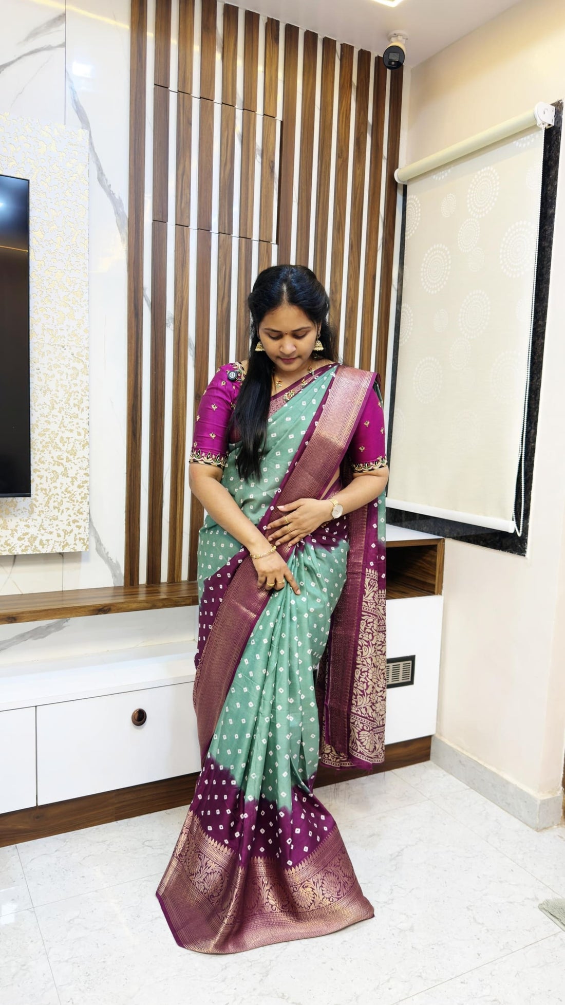Bandhini Kanjivaram soft silk