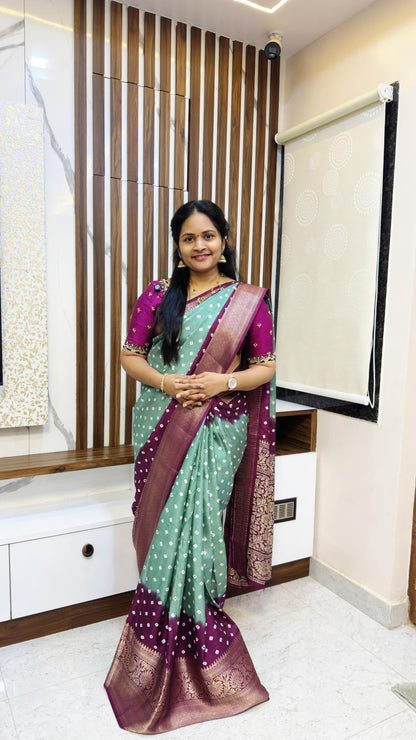 Bandhini Kanjivaram soft silk