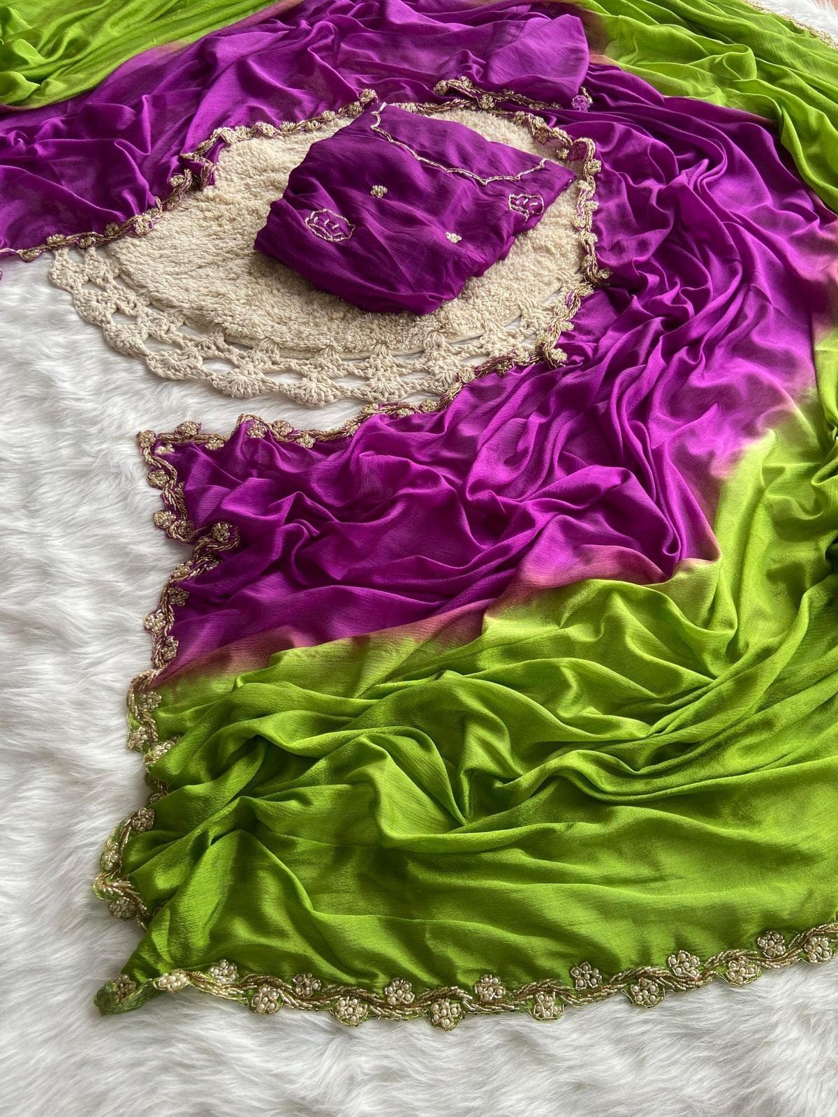 Dual shade party wear saree